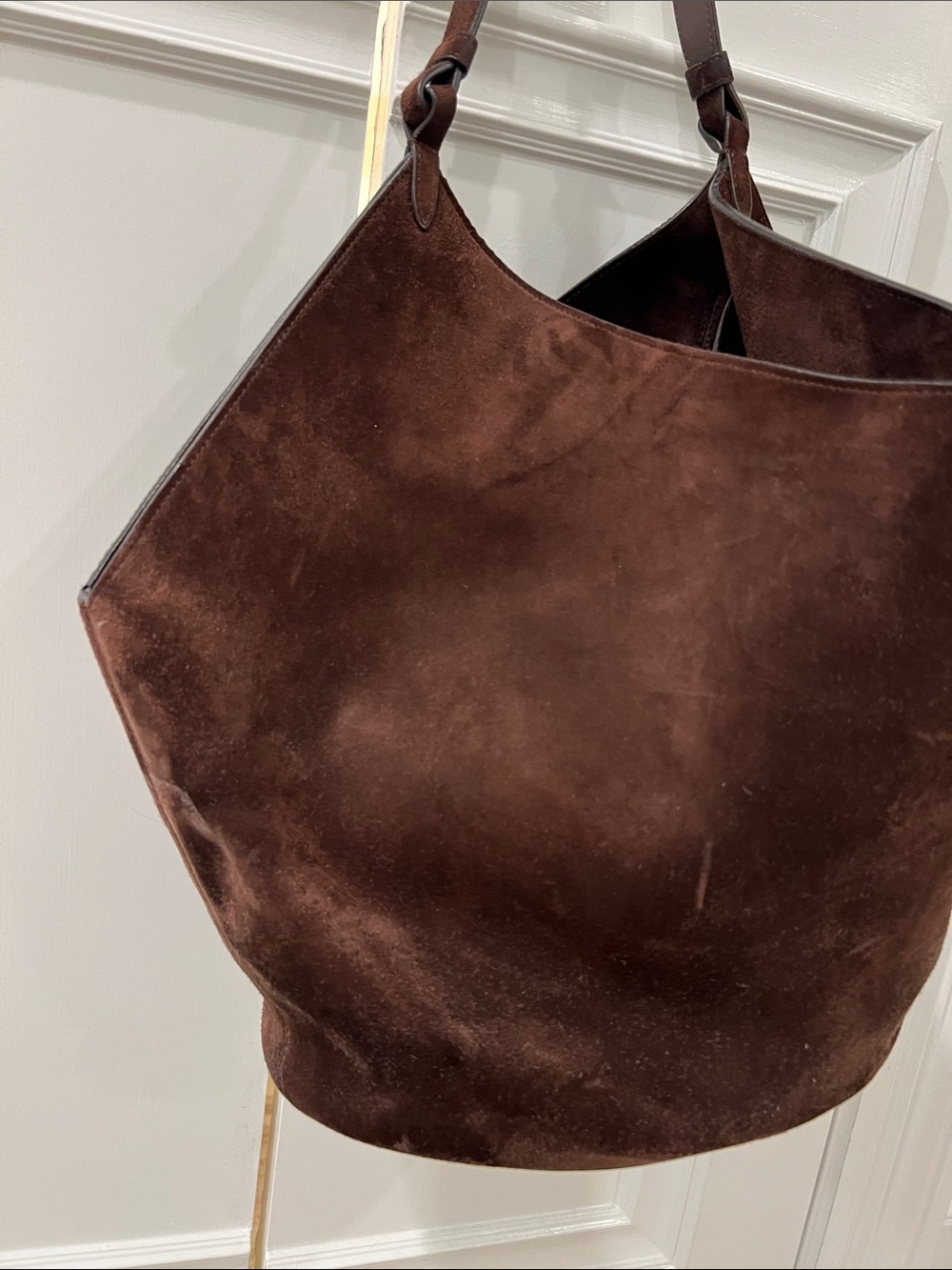 KHAITE Dark Brown Suede Hobo Bag - Picture 2 of 9